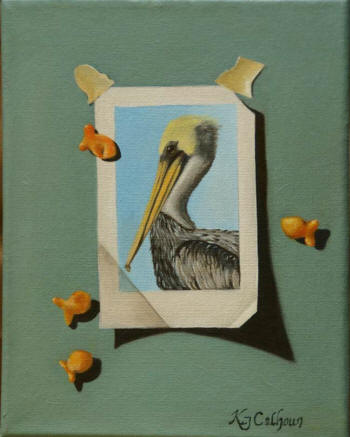Pelican and Fish Trompe l'oeil
